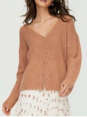 Wilfred Aritzia Front to Back Alpaca Mohair Reversible Cardigan Brown SZ XS